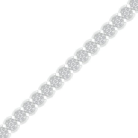 10k White Gold Womens Round Diamond Fashion Bracelet 2 Cttw