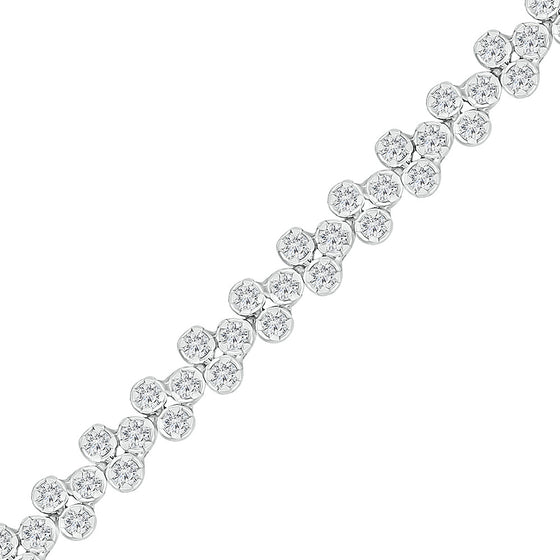 10k White Gold Womens Round Diamond Fashion Bracelet 2 Cttw