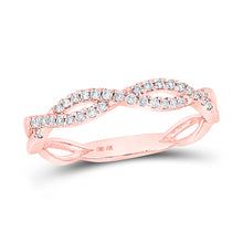  10k Rose Gold Womens Round Diamond Twist Stackable Band Ring 1/6 Cttw