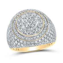  10k Yellow Gold Mens Round Diamond Circle Cluster Ring 4-1/4 Cttw