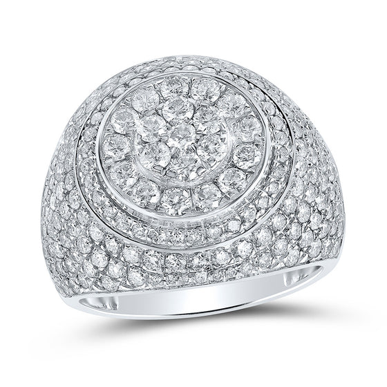 10k White Gold Mens Round Diamond Circle Cluster Ring 4-1/4 Cttw