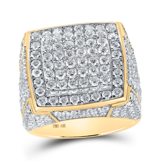 10k Yellow Gold Mens Round Diamond Square Ring 4-7/8 Cttw