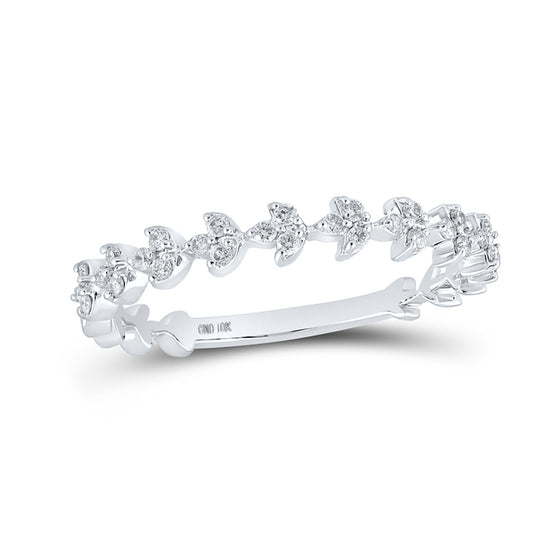 10k White Gold Womens Round Diamond Stackable Band Ring 1/6 Cttw