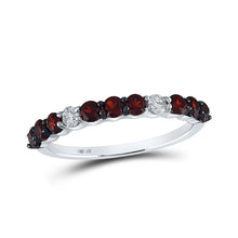 10k White Gold Womens Round Synthetic Garnet Diamond Band Ring 7/8 Cttw