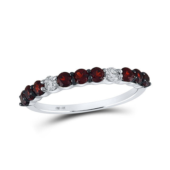 10k White Gold Womens Round Synthetic Garnet Diamond Band Ring 7/8 Cttw