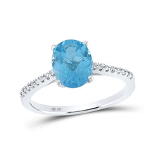  10k White Gold Womens Oval Synthetic Blue Topaz Solitaire Ring 2-1/3 Cttw