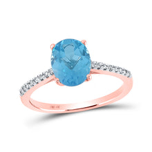  10k Rose Gold Womens Oval Synthetic Blue Topaz Solitaire Ring 2-1/3 Cttw