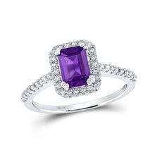  10k White Gold Womens Emerald Synthetic Amethyst Solitaire Ring 1 Cttw