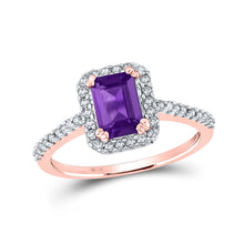  10k Rose Gold Womens Emerald Synthetic Amethyst Solitaire Ring 1 Cttw