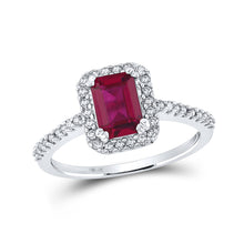  10k White Gold Womens Emerald Synthetic Ruby Solitaire Ring 1-3/4 Cttw