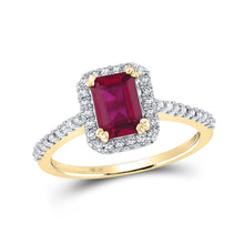  10k Yellow Gold Womens Emerald Synthetic Ruby Solitaire Ring 1-3/4 Cttw
