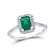  10k White Gold Womens Emerald Synthetic Emerald Solitaire Ring 1 Cttw