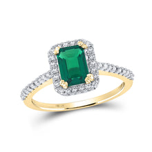  10k Yellow Gold Womens Synthetic Emerald Diamond Solitaire Ring 1 Cttw