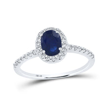  10k White Gold Womens Oval Synthetic Blue Sapphire Solitaire Ring 1-1/3 Cttw