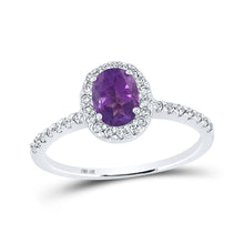  10k White Gold Womens Oval Synthetic Amethyst Solitaire Ring 1 Cttw