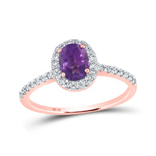  10k Rose Gold Womens Oval Synthetic Amethyst Solitaire Ring 1 Cttw