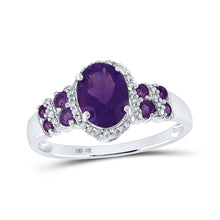  10k White Gold Womens Oval Synthetic Amethyst Solitaire Ring 1-3/8 Cttw