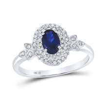  10k White Gold Womens Oval Synthetic Blue Sapphire Solitaire Ring 1 Cttw