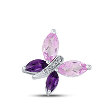 Sterling Silver Synthetic Amethyst Pink Sapphire Butterfly Bug Pendant 2 Cttw
