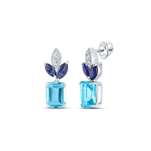  10k White Gold Womens Emerald Synthetic Gemstone Dangle Earrings 3-1/5 Cttw