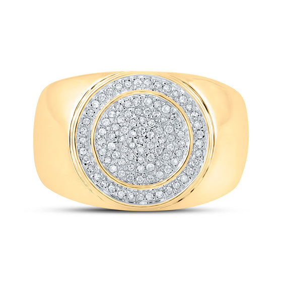 10k Yellow Gold Mens Round Diamond Circle Ring 1/3 Cttw