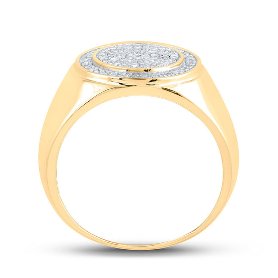 10k Yellow Gold Mens Round Diamond Circle Ring 1/3 Cttw
