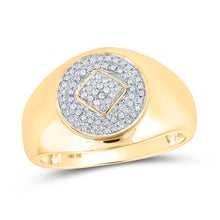  10k Yellow Gold Mens Round Diamond Cluster Ring 1/5 Cttw