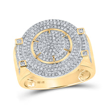  10k Yellow Gold Mens Round Diamond Circle Ring 3/4 Cttw