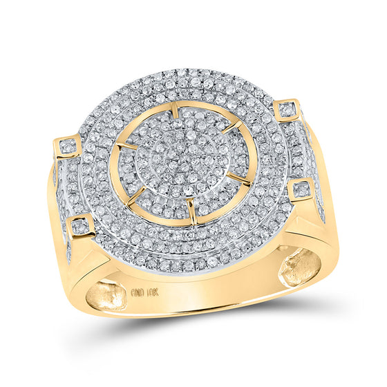 10k Yellow Gold Mens Round Diamond Circle Ring 3/4 Cttw