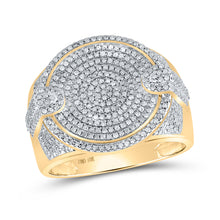  10k Yellow Gold Mens Round Diamond Circle Ring 1 Cttw