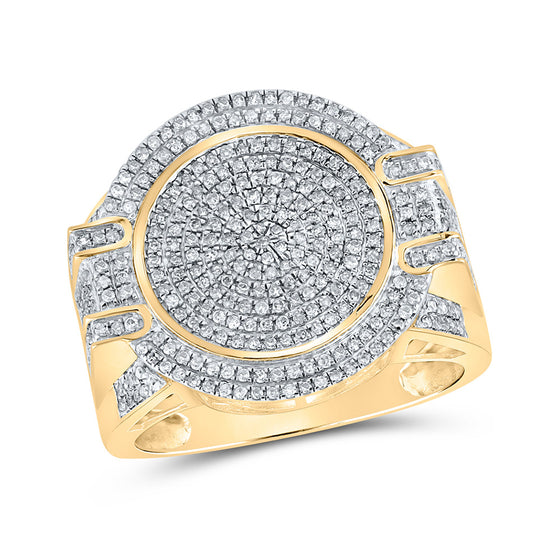 10k Yellow Gold Mens Round Diamond Circle Ring 7/8 Cttw