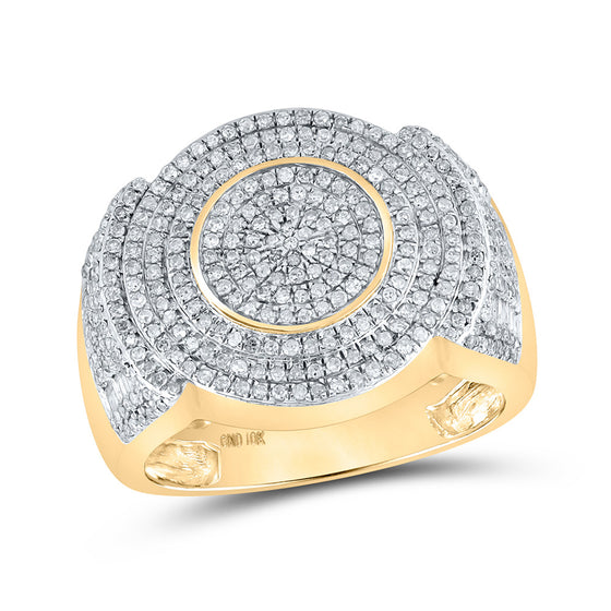 10k Yellow Gold Mens Baguette Diamond Circle Ring 1 Cttw