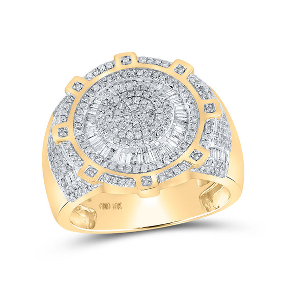 10k Yellow Gold Mens Baguette Diamond Circle Ring 1 Cttw