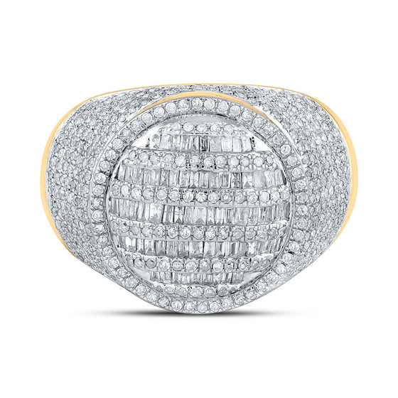 10k Yellow Gold Mens Baguette Diamond Circle Ring 1-5/8 Cttw