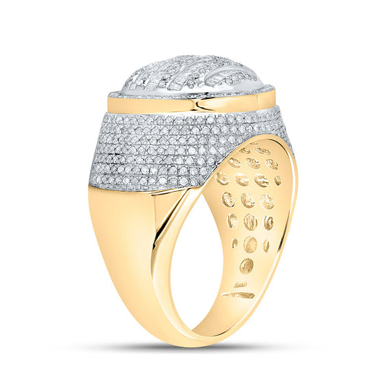 10k Yellow Gold Mens Baguette Diamond Circle Ring 1-5/8 Cttw