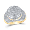 10k Yellow Gold Mens Baguette Diamond Circle Ring 1-5/8 Cttw