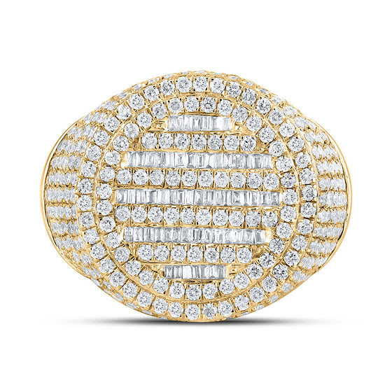 10k Yellow Gold Mens Baguette Diamond Circle Ring 3-3/8 Cttw