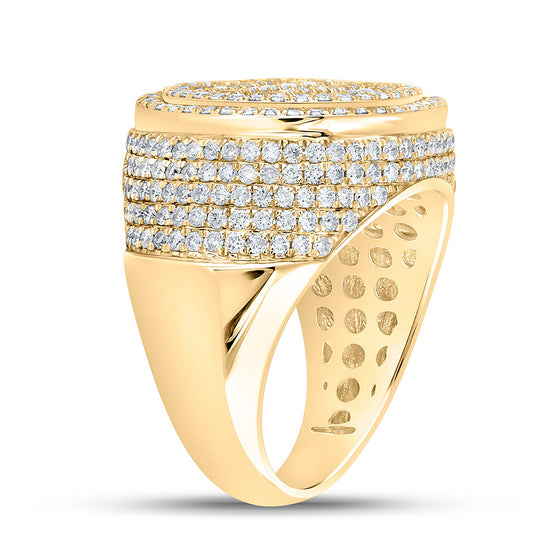 10k Yellow Gold Mens Baguette Diamond Circle Ring 3-3/8 Cttw