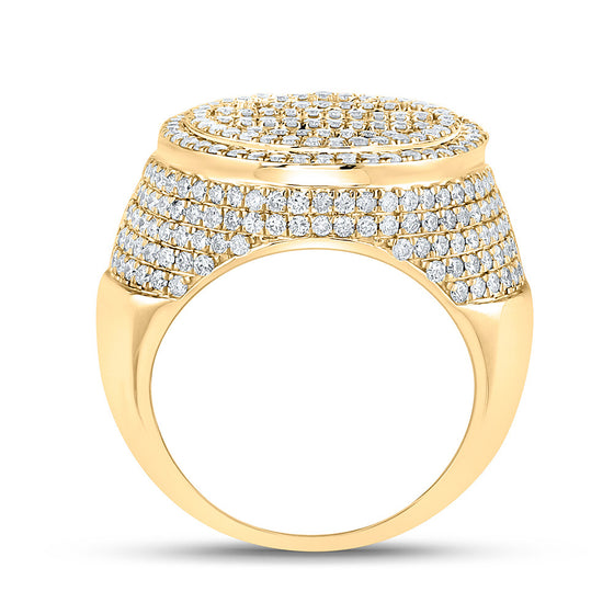 10k Yellow Gold Mens Baguette Diamond Circle Ring 3-3/8 Cttw
