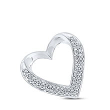  10k White Gold Womens Round Diamond Heart Pendant 1/10 Cttw