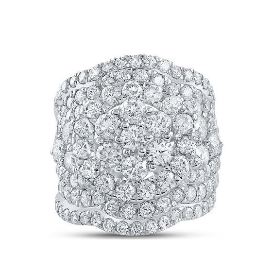 14k White Gold Round Diamond Cluster Bridal Wedding Ring Band Set 5 Cttw