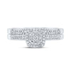 10k White Gold Round Diamond Halo Bridal Wedding Ring Band Set 1/4 Cttw
