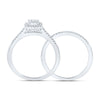 10k White Gold Round Diamond Halo Bridal Wedding Ring Band Set 1/4 Cttw