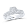 10k White Gold Round Diamond Halo Bridal Wedding Ring Band Set 1/4 Cttw