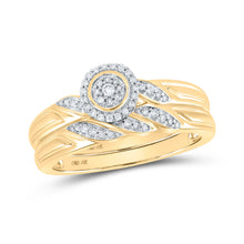  10k Yellow Gold Round Diamond Bridal Wedding Ring Band Set 1/6 Cttw