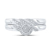 10k White Gold Round Diamond Halo Bridal Wedding Ring Band Set 1/6 Cttw