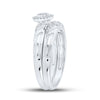 10k White Gold Round Diamond Halo Bridal Wedding Ring Band Set 1/6 Cttw