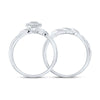 10k White Gold Round Diamond Halo Bridal Wedding Ring Band Set 1/6 Cttw