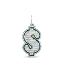  10k Yellow Gold Mens Baguette Diamond Dollar Sign Charm Pendant 3-5/8 Cttw