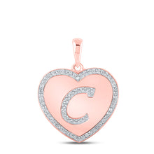  10k Rose Gold Womens Round Diamond Heart C Letter Pendant 1/4 Cttw